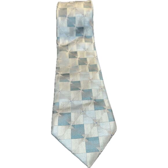 Arrow Men’s Geometric Pattern Blue‎ Gray Neck Tie Long Professional - Picture 1 of 4
